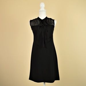 Taylor Sheer Panel Shift Dress with Pussycat Bow